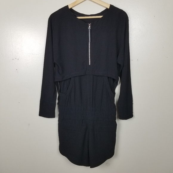 HELMUT LANG Crepe Romper Cutout Back Drawstring Axio Black Viscose Rayon S - Picture 7 of 15